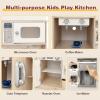 GLACER Play Kitchen with Lights, Wooden Toy Kitchen w/Realistic Sound, Coffee Maker, Play Phone, Microwave, Oven, Cooking Accessories, Gift for Boys Girls, Kids Kitchen Playset for Toddlers Aged 3+ view 4