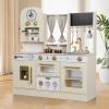 EDUBEBO Kids Kitchen playset, Wooden Play Kitchen, Height Adjustable, Comes with Various Kitchen Accessories, Ideal Role Play Toy Gift for Toddlers and Kids Ages 3-8 (White) view 2