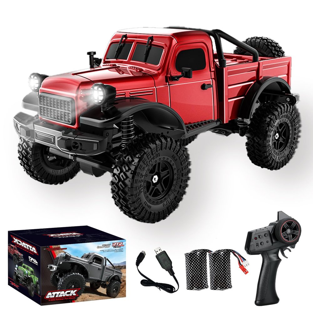 Kodbiby RC Pickup Truck, C8813 Dodge Pickup, 1:18 Scale All Terrain Remote Control Crawler, 2.4 GHz 4WD Off-Road Rock Car with Alloy Frame, Shock Absorber, 45Climbing Gifts for Teens Beginners