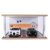 1:18 Scale Model Car Display case,Hot Wheels diecast Model Car Display Stand with LED Light and Acrylic Dust Cover,Wooden Parking lot Garage Scene Toys Car Model Display Stand (Wood Color) view 1