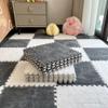 12pcs Carpet Squares Puzzle Floor Mat, Plush Interlocking Carpet Tiles, Anti Slip EVA Foam Jigsaw Floor Tiles, Build A Safe Area for Bedroom Playroom (White+Grey) view 1