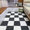 12pcs Carpet Squares Puzzle Floor Mat, Plush Interlocking Carpet Tiles, Anti Slip EVA Foam Jigsaw Floor Tiles, Build A Safe Area for Bedroom Playroom (White+Grey) view 2