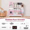 EDUBEBO Kids Kitchen playset, Wooden Play Kitchen, Height Adjustable, Comes with Various Kitchen Accessories, Ideal Role Play Toy Gift for Toddlers and Kids Ages 3-8 (Pink) view 4