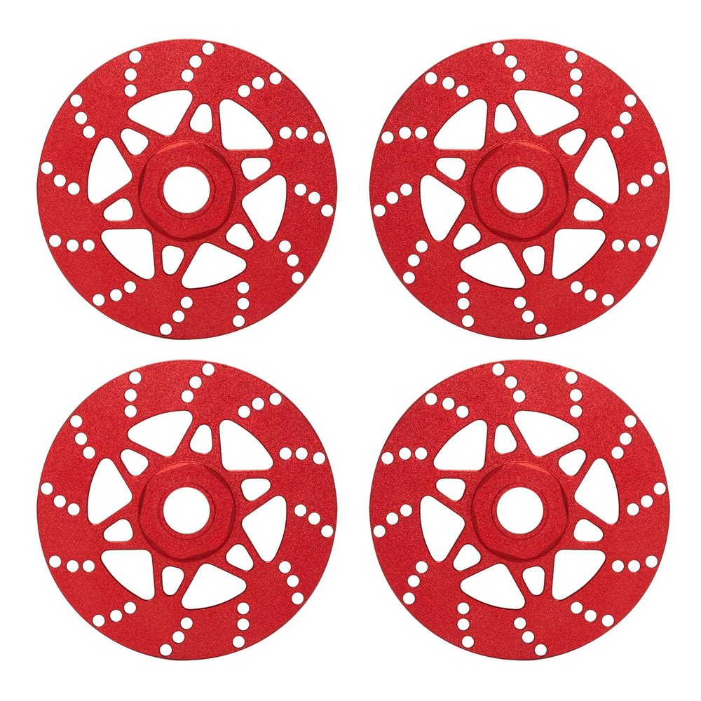 4PCS Aluminum Simulated Brake Disc RC Upgraded Parts for ARRMA 1/7 Infraction Limitless Felony 1/8 Typhon RC Car, Type A-Red