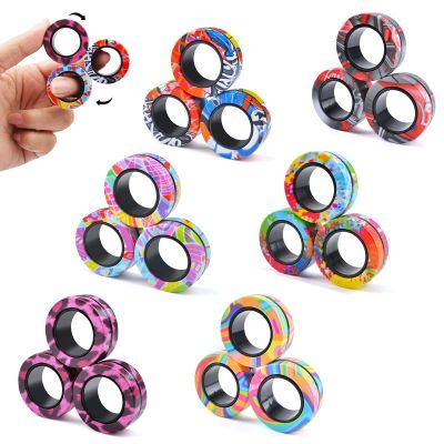 Cevioce Valentines Day Gifts for Him 8+ Year Old Teen Boy Adults, Magnetic Rings Fidget Toy Set, ADHD Anxiety Magnetic Fidget Toys Adults Fidget Spinner Rings for Relief, Easter Basket Stuffers 4