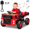 12V Ride On Dump Truck,Kids Car Toy with Remote Control,Electric Dump Bed,Shovel, 12V Construction Vehicle for Kids with Music Player, High and Low Speed,Red view 1