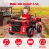 12V Ride On Dump Truck,Kids Car Toy with Remote Control,Electric Dump Bed,Shovel, 12V Construction Vehicle for Kids with Music Player, High and Low Speed,Red view 3