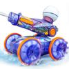 BEZGAR Pool Toys for Kids, Amphibious Remote Control Car Toys for Ages 6-8, RC Stunt Car with Water Gun for Boys and Girls 8-12, Remote Control Boat with Light(Blue) view 1