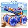 BEZGAR Pool Toys for Kids, Amphibious Remote Control Car Toys for Ages 6-8, RC Stunt Car with Water Gun for Boys and Girls 8-12, Remote Control Boat with Light(Blue) view 2
