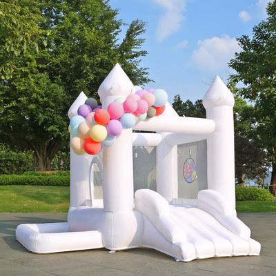 White Bounce House with Blower,Ball Pool,Kids Bounce House,Family Backyard Bouncy Castle,Suitable for Yard,Events,Parties,Weddings,Children's Gifts(9ftL9ftW7ftH)