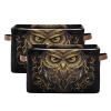 Maunzc Abstract Funny Owl Storage Bins Collapsible Storage Basket with Metal Frame, Fabric Shelves Bins Closet Baskets with Handles, 2-Pack view 1