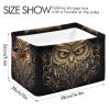 Maunzc Abstract Funny Owl Storage Bins Collapsible Storage Basket with Metal Frame, Fabric Shelves Bins Closet Baskets with Handles, 2-Pack view 3