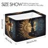 Maunzc Sun and Moon Storage Bins Collapsible Storage Basket with Metal Frame, Fabric Shelves Bins Closet Baskets with Handles, 2-Pack view 3
