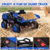 12V Ride On Dump Truck,Kids Car Toy with Remote Control,Electric Dump Bed,Shovel, 12V Construction Vehicle for Kids with Music Player, High and Low Speed,Blue view 2