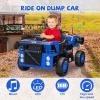 12V Ride On Dump Truck,Kids Car Toy with Remote Control,Electric Dump Bed,Shovel, 12V Construction Vehicle for Kids with Music Player, High and Low Speed,Blue view 3