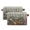 Maunzc Vintage Wild Flowers Storage Bins Collapsible Storage Basket with Metal Frame, Fabric Shelves Bins Closet Baskets with Handles, 2-Pack view 1