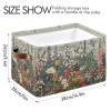 Maunzc Vintage Wild Flowers Storage Bins Collapsible Storage Basket with Metal Frame, Fabric Shelves Bins Closet Baskets with Handles, 2-Pack view 3