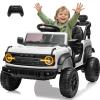 Segmart 12V Powered Electric Car, Licensed Ford Bronco Raptor, Kids Jeep, Kids Electric Vehicle Car, 4 Wheeler Suspension, 3-Speed, Headlight/Music Player/Durable Tires (White) view 1