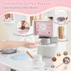 Costzon Play Kitchen, Wooden Toy Kitchen Set with Coffee Maker Playset, Washing Machine, Microwave, Oven, Pretend Play Cooking Accessories, Kids Kitchen Playset, Gift for Boys Girls (Pink) view 2