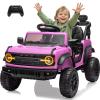 Segmart 12V Powered Electric Car, Licensed Ford Bronco Raptor, Kids Jeep, Kids Electric Vehicle Car, 4 Wheeler Suspension, 3-Speed, Headlight/Music Player/Durable Tires (Pink) view 1