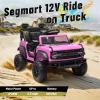 Segmart 12V Powered Electric Car, Licensed Ford Bronco Raptor, Kids Jeep, Kids Electric Vehicle Car, 4 Wheeler Suspension, 3-Speed, Headlight/Music Player/Durable Tires (Pink) view 3