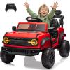 Segmart 12V Powered Electric Car, Licensed Ford Bronco Raptor, Kids Jeep, Kids Electric Vehicle Car, 4 Wheeler Suspension, 3-Speed, Headlight/Music Player/Durable Tires (Red) view 1