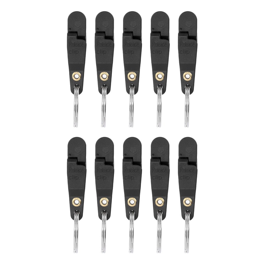 10pcs Heavy Tension Pressure Release Clip, Padded Trolling Fishing Release Clip with Keychain for Planer Board Kite(Black)