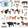 AENIMELY 37pcs Farm Animals Figures Realistic Hen Sheep Rabbit Pig Goat Dog Cat Farm Figurines Playset Party Favors with Storage Box view 1