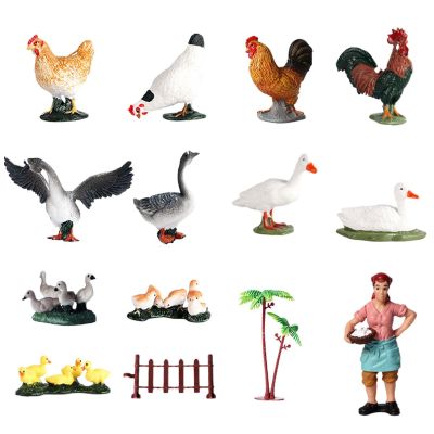 AENIMELY 11pcs Mini Farm Animal Figurines Hen Rooster Goose Duck Realistic Figures Educational Playset Party Favors Cupcake Toppers for Toddlers Kids