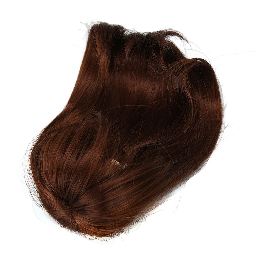 Akozon Leaf Royale Doll Wigs, 6-Inch BJD Doll Wigs with Inner Curl and Bangs, HighQuality Synthetic Hair for Collectible Dolls (Dark Brown)