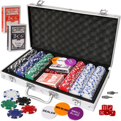 Kiddie Play Poker Chips Set 300 PCS | Poker Sets with Aluminum Case, 11.5 Gram Chips for Texas Holdem Blackjack Gambling