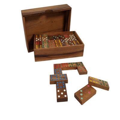 Terrapin Trading Wooden Double 9 Dominoes - 56 Piece Set, Handmade in Thailand