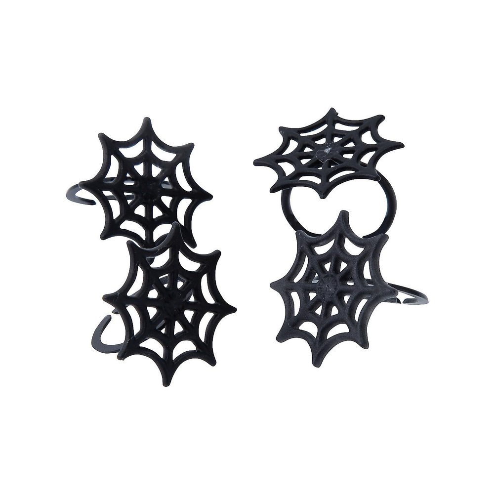 Fun Express 1" x 1" Bulk 144 Piece Black Spider Web Plastic Rings