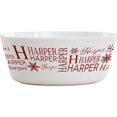 Personalization Universe Christmas Snowflake Repeating Name Personalized Kids Bowl