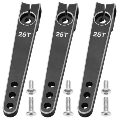 3Pack Vgoohobby 25T Servo Arm Horn Aluminum 25 Teeth Steering Arms Compatible with Futaba Hitec Savox Power HD Servo Motors Fit RC Crawler Car Airplane Plane Boat (2inch,Black)