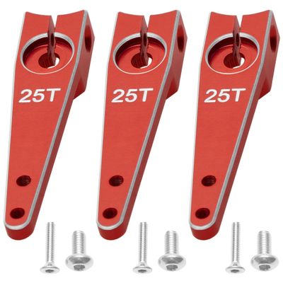 3Pack Vgoohobby 25T Servo Arm Horn Aluminum 25 Teeth Steering Arms Compatible with Futaba Hitec Savox Power HD Servo Motors Fit RC Crawler Car Airplane Plane Boat (1.25inch,Red)