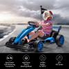24V Electric Go Kart for Kids, Electric Drift Kart Outdoor Race Car, Ride on Toy Drifting Car with 2x200w Motors, 7.5 Mph Speed, Length Adjustment (Blue) view 2