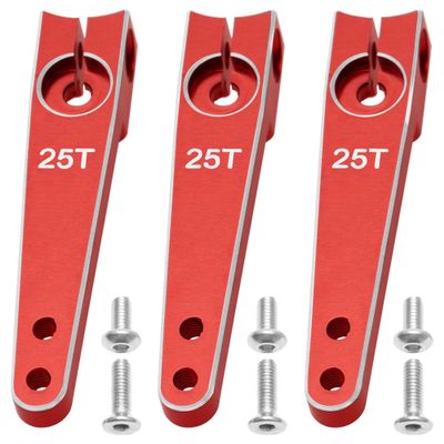 3Pack Vgoohobby 25T Servo Arm Horn Aluminum 25 Teeth Steering Arms Compatible with Futaba Hitec Savox Power HD Servo Motors Fit RC Crawler Car Airplane Plane Boat (1.5inch,Red)