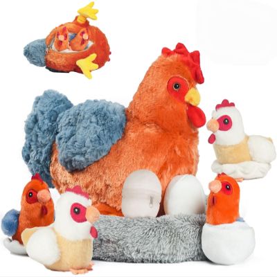9 in 1 Chicken Stuffed Animal Set, Stuffed Chicken Plush Toy Egg Laying Hen with Zipper and Baby Chicks Plush Chickens, Eggs and Coop Chicken Toys for Kids Girls Boys Birthday Easter Stuffers Gifts