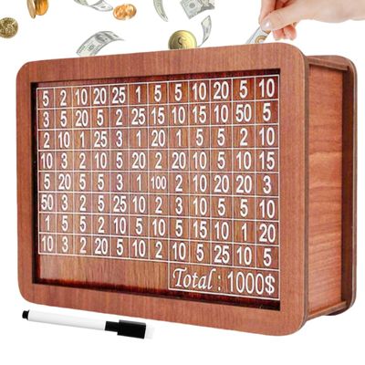 1000 Dollar Cash Target & Numbers Wooden Money Savings Box - Perfect Cash Saver & Best Gift for Friends