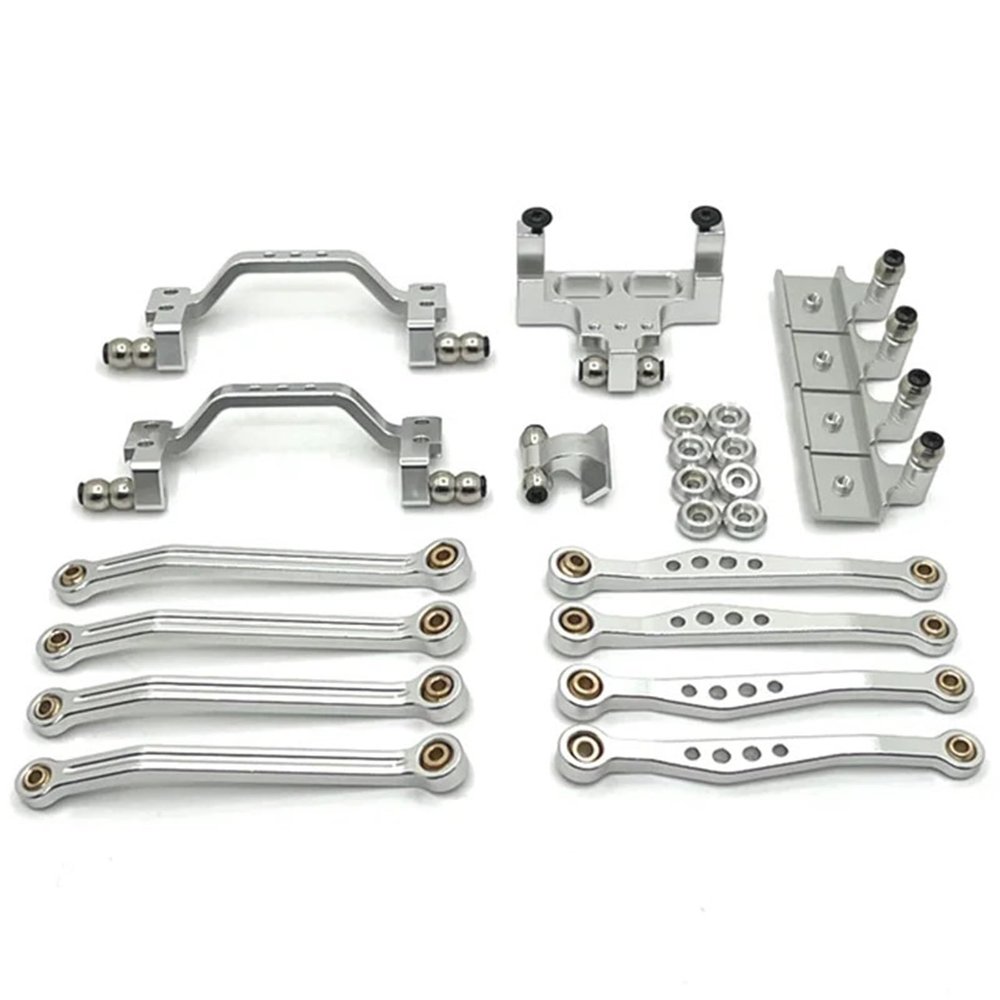 DAIHAOUU Used for WPL 1/16 C64 RC Car Parts Metal Upgrade Pedal Rod Suspension Frame Rudder Base Rod Seat(Silver)