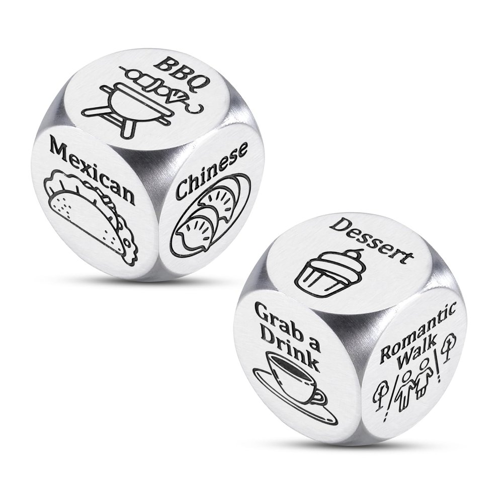 2PCS What to Eat Food Decision Dice, Valentine Day Gifts for Boyfriend Husband, Date Night Dinner Dice Gifts, Bridesmaid Proposal Gifts, Date Night Dinner Dice Gifts, Anniversary Giifts for Him Her
