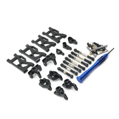 DAIHAOUU Metal Upgrade Hydraulic Shock Steering Cup 7 Piece Set for WLtoys 144010 144001 144002 124016 124017 124018 124019 RC Car Parts(Black)