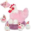 9 in 1 Valentines Chicken Stuffed Animal Set, Stuffed Chicken Plush Toy Zippered Egg Laying Hen with Baby Chicks Plush Chickens, Eggs and Coop Chicken Toys for Kids Girls Boys Birthday Gifts Decor view 1