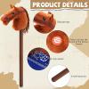 Poen 4 Pack Light Brown Horse Stick with Sound Red and Blue Bandana Set 27.6'' Toys Stick Horse Western Cowboy Bandana with Neighing Sound for Boys Girls Fun Pretend Games(Dark Brown) view 3