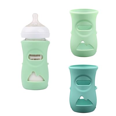 2 Pack Silicone Sleeves Compatible with Philips Avent Glass Baby Bottles 8 oz, to Prevent The Baby Bottles from Breaking, BPA-Free (Green+Light Green)