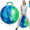 Lewtemi Hopper Ball for Adults, 31Inch Bouncing Ball Hippity with Handle Rubber Hop, Jumping Hopping Exercise with Air Pump for Outdoors Sports Exercise (Blue Green Cloud) view 1