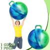 Lewtemi Hopper Ball for Adults, 31Inch Bouncing Ball Hippity with Handle Rubber Hop, Jumping Hopping Exercise with Air Pump for Outdoors Sports Exercise (Blue Green Cloud) view 3