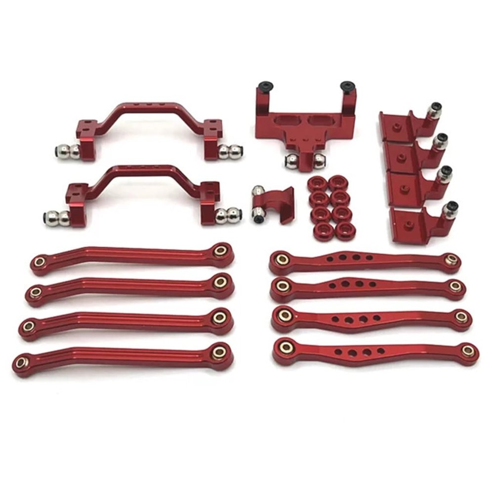 DAIHAOUU Used for WPL 1/16 C64 RC Car Parts Metal Upgrade Pedal Rod Suspension Frame Rudder Base Rod Seat(Red)