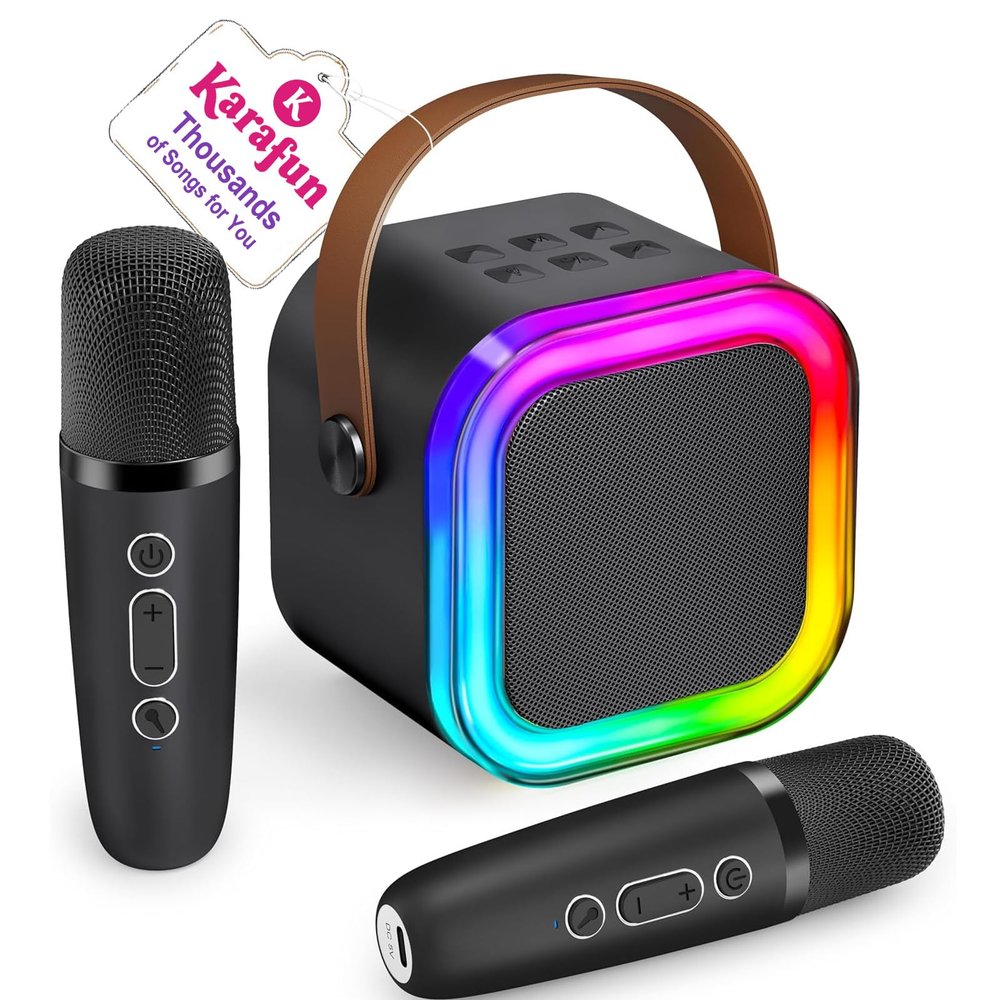 Mini Karaoke Machine for Kids, 2026 TOP Toys Birthday Gifts Ideas for Girls Ages 4, 5, 6, 7, 8, 9, 10, 12+ Years Old, Portable MP3 Player with 2 Wireless Mics for Family Home Party